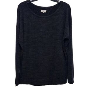 Lou & Grey Women's L Soft Longsleeve Open Back Pullover Top Gray Athleisure